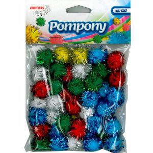 Pompony brokatowe Brewis 2cm Mix, 40szt